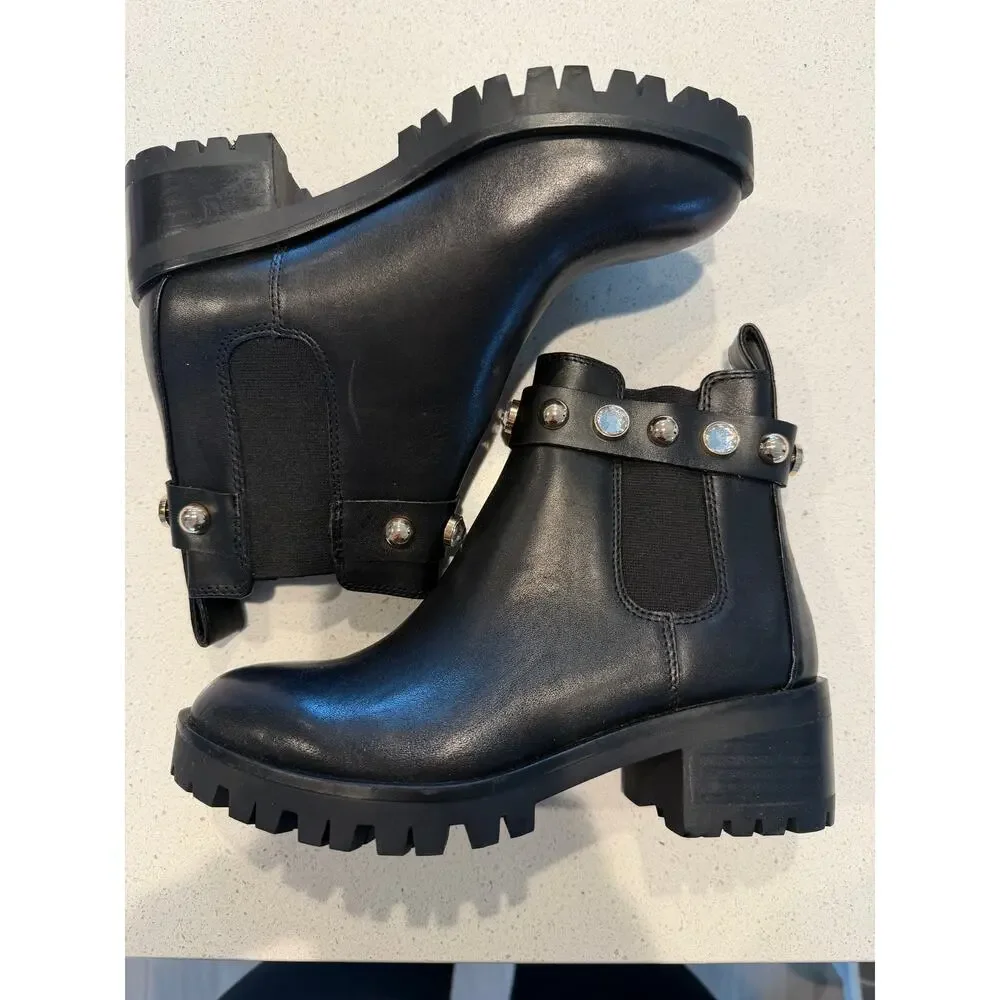 Karl Lagerfeld Porshay studded Lug‎ Sole Leather Booties 5